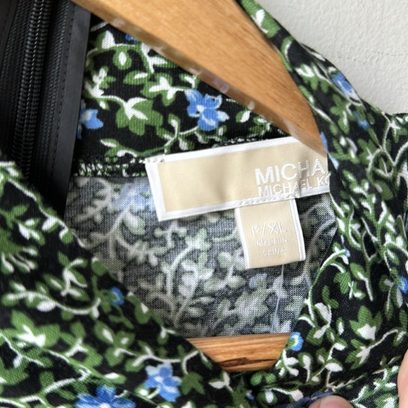 NWT MICHAEL Michael Kors Floral Mock neck Slim Fit Ruched Side Top XL - Picture 6 of 8